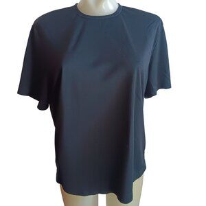 1OF1 Women's Large Vintage 70's T-shirt Single Stitch Black Nylon Zipback Slinky